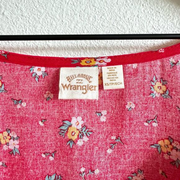 Billabong X Wrangler Falling For You Red Floral Mini Babydoll Dress Women’s XS - Picture 4 of 8